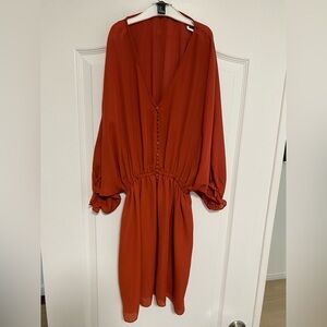 Forever 21 Rust Long Sleeve Dress